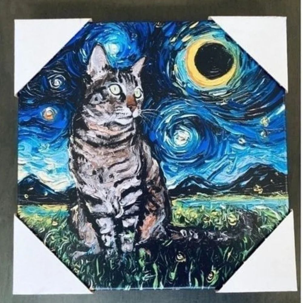 Tabby Nighy Starry Night Van Gogh Cat Art Print Canvas